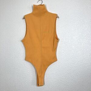 Honor The Gift Bodysuit Womens Small Orange Sleeveless Ribbed Turtleneck Logo